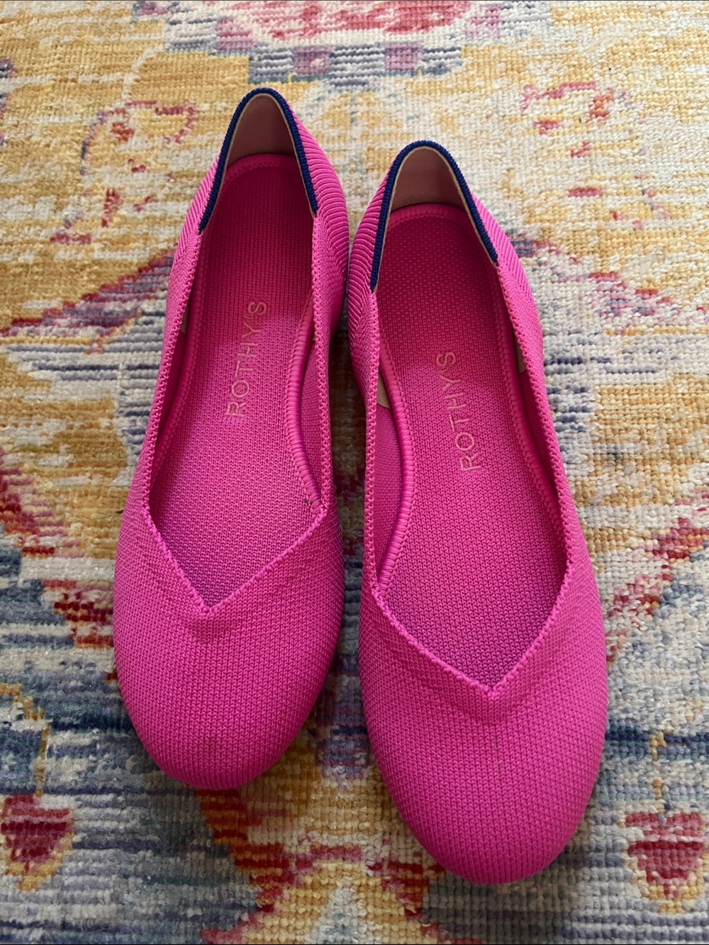 Rothy's Hot Pink Knit V-Front Flats